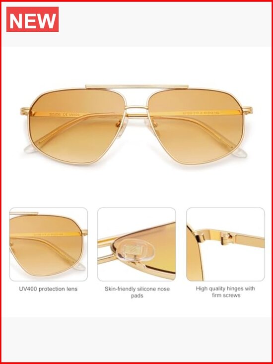 Retro Hexagon Aviator Sunglasses UV400 Protection Metal Frame main image 5